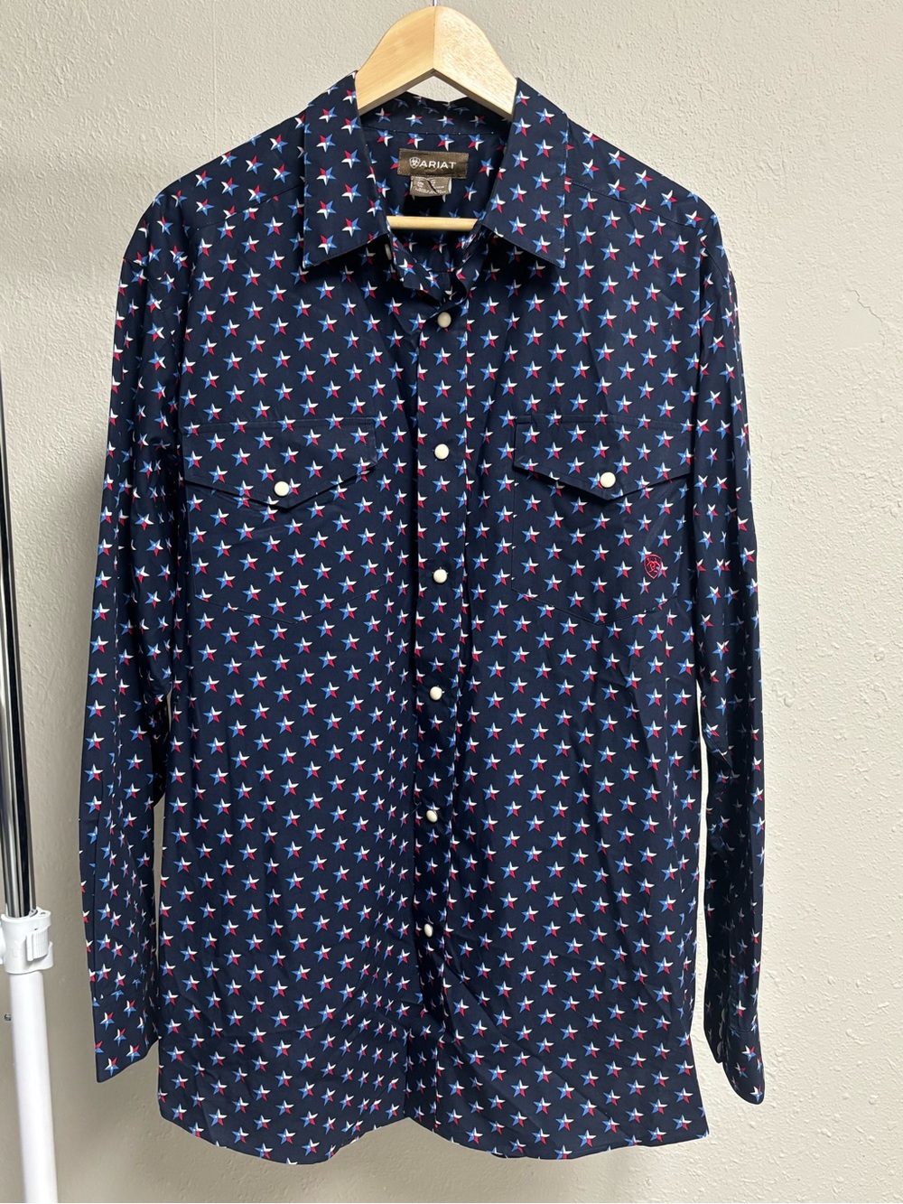 Ariat Nosson Texas Star Print Pearl Snap Western Shirt XL